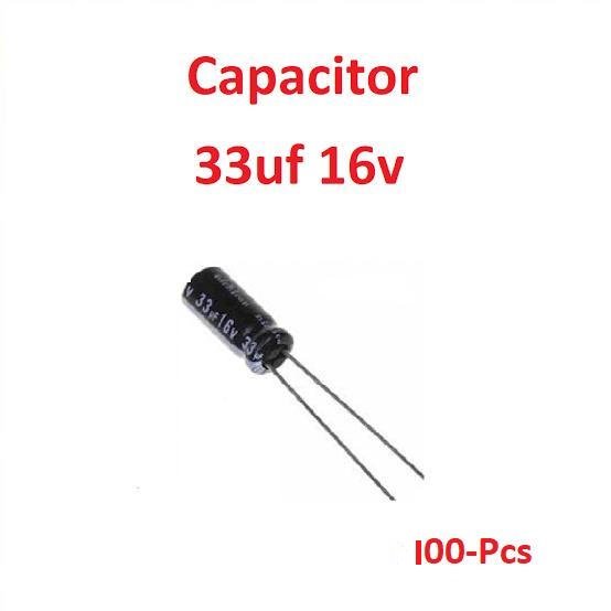 Pack of 100 – 33uF 16V Electrolytic Capacitors 33uF Capacitor