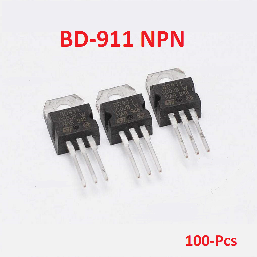 Pack of 100 NPN Power TRANSISTOR BD911 COMPLEMENTARY SILICON POWER ...